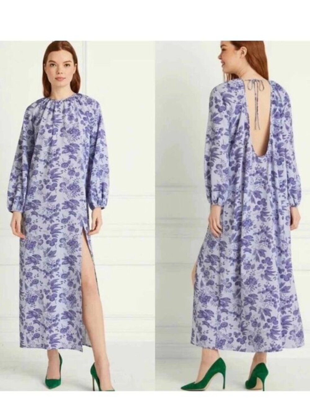 New Hill House Simone Floral Open Back Maxi Dress Lavender Large $175